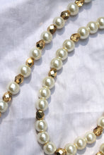 Load image into Gallery viewer, Gold and Pearl beaded Necklace with Gold Seashell
