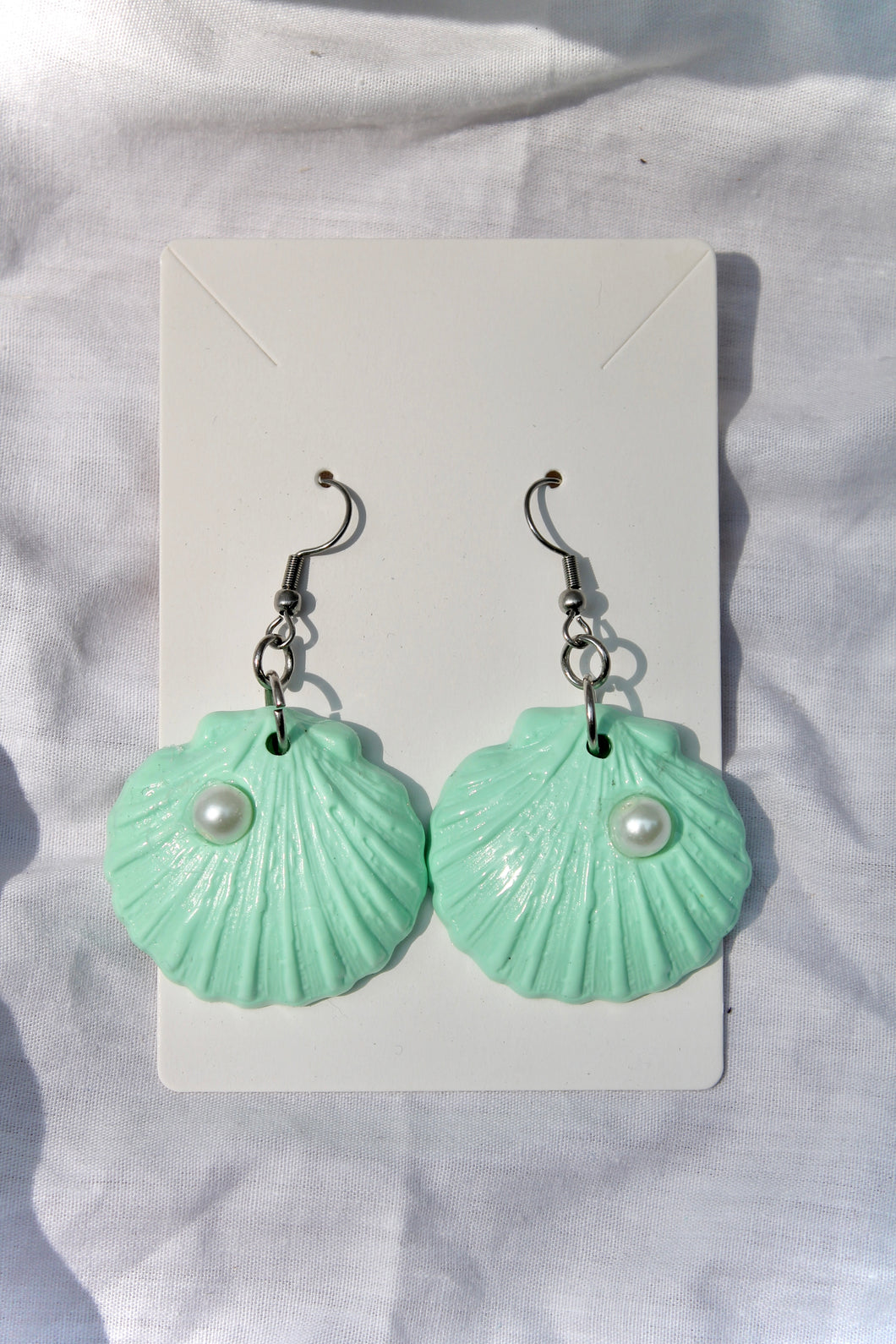 Green Seashell Earrings