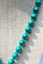 Load image into Gallery viewer, Peacock Green Beaded Necklace with Dark Blue Seashell
