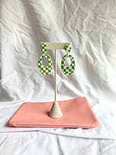 Load image into Gallery viewer, Green and White Checkered Earrings
