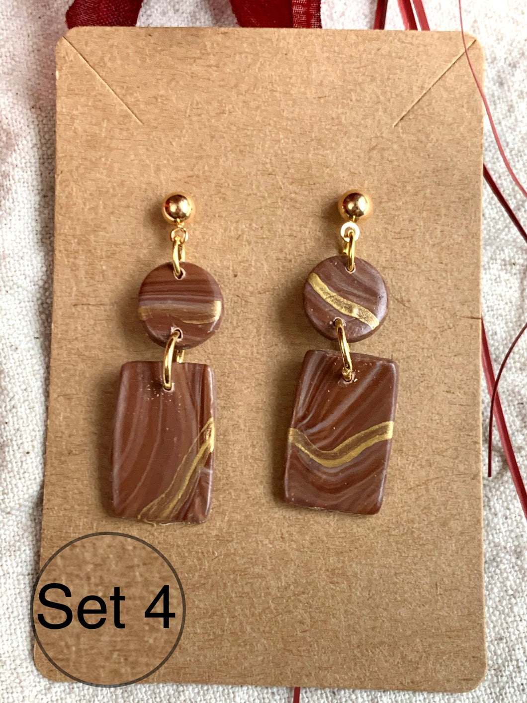 Chocolate and Gold Bar Earrings